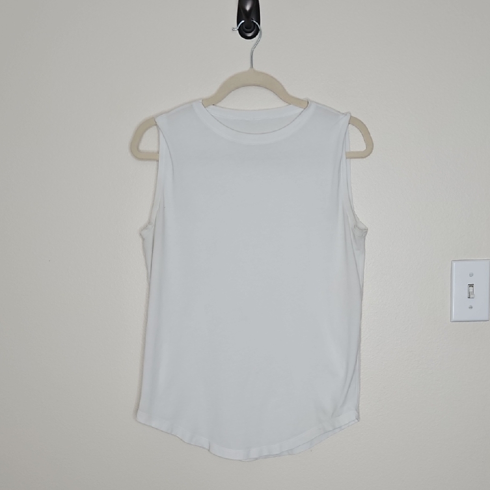 Lululemon White Muscle Tee Tank Top Size 10